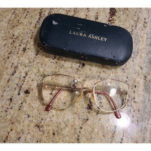 Vtg TURA Eyeglass Frames MOD 602 Metal Pink Enamel 58-16-140mm Laura Ashley Case